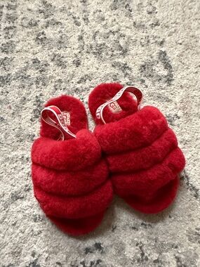 UGG Kids Fluff Slide Sandals - Red